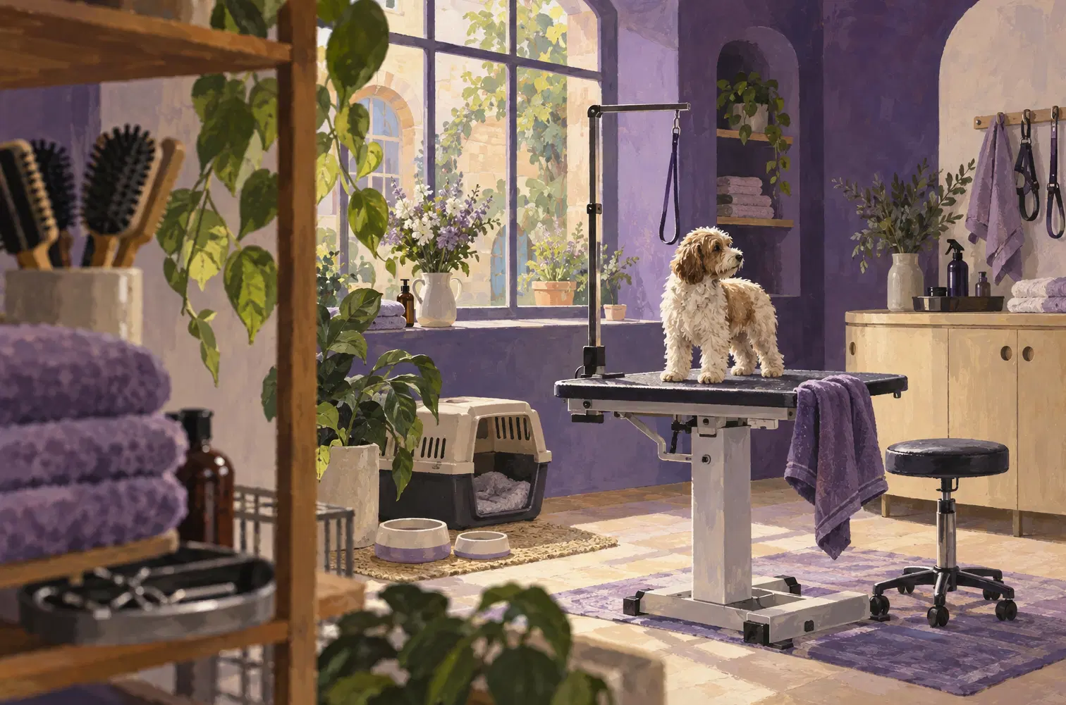 Illustration of pet care businesses and their working space